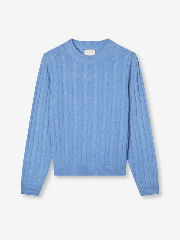 People's Republic Of Cashmere Premium Classic Cableknit - Soft Blue