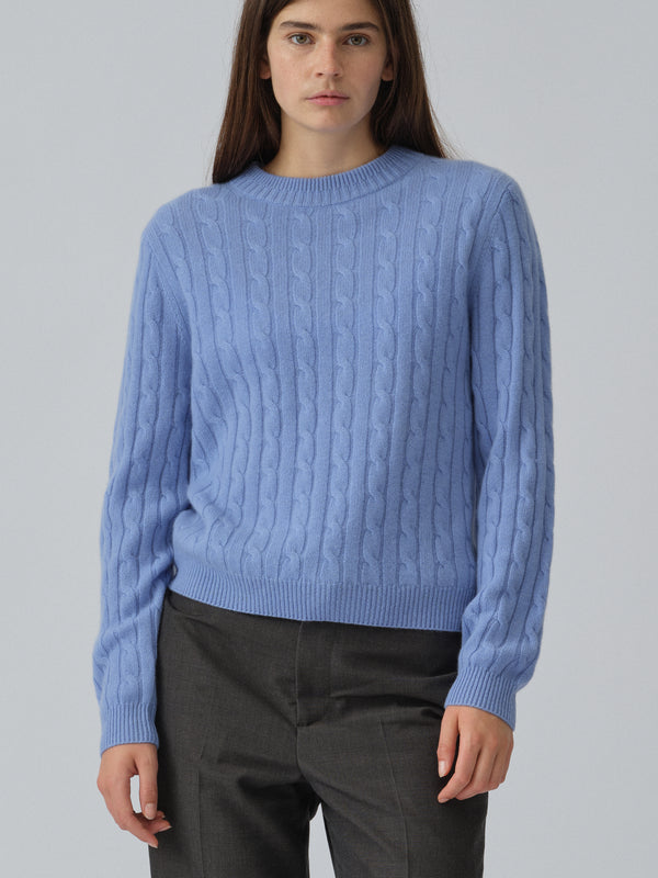 people's republic of cashmere Premium Classic Cableknit - Soft Blue