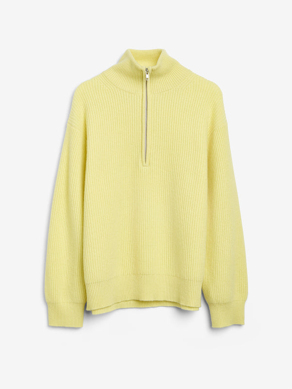 People's Republic Of Cashmere Premium Rib Zip Turtleneck - Soft Yellow
