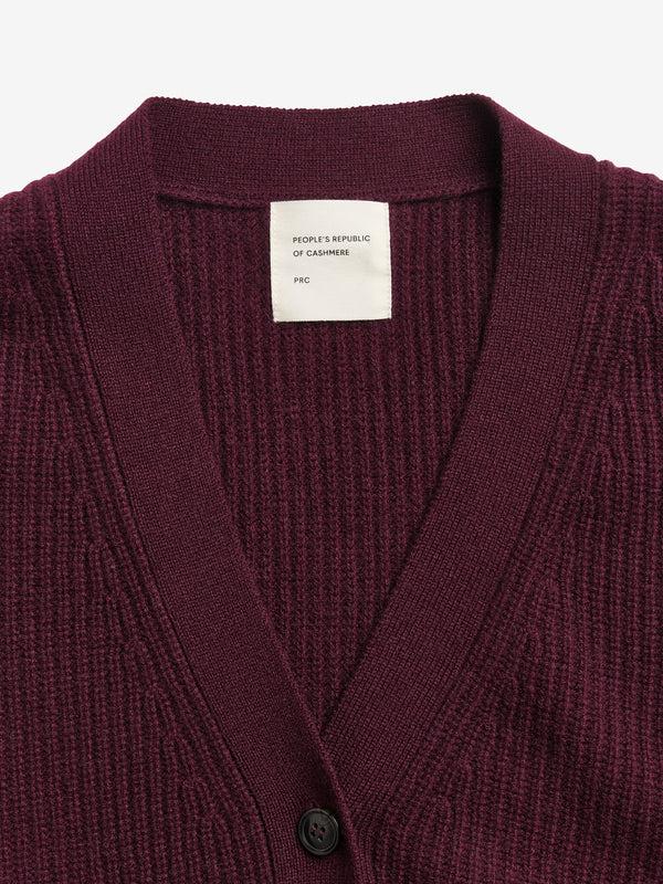 People's Republic Of Cashmere Premium Ribbed Cardigan - Bordeaux