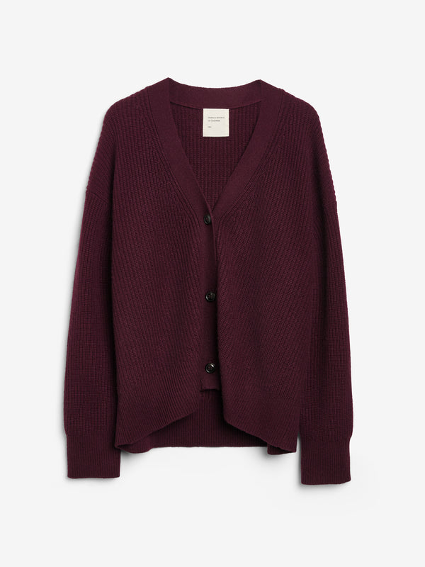 people's republic of cashmere Premium Ribbed Cardigan - Bordeaux