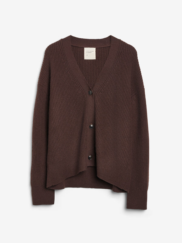 People's Republic Of Cashmere Premium Ribbed Cardigan - Dark Brown