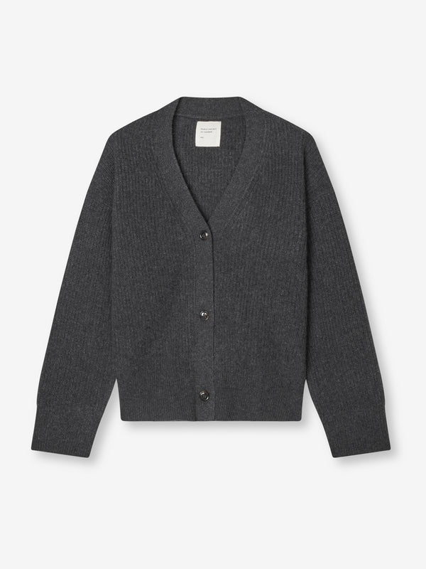 People's Republic Of Cashmere Premium Ribbed Cardigan - Dark Grey