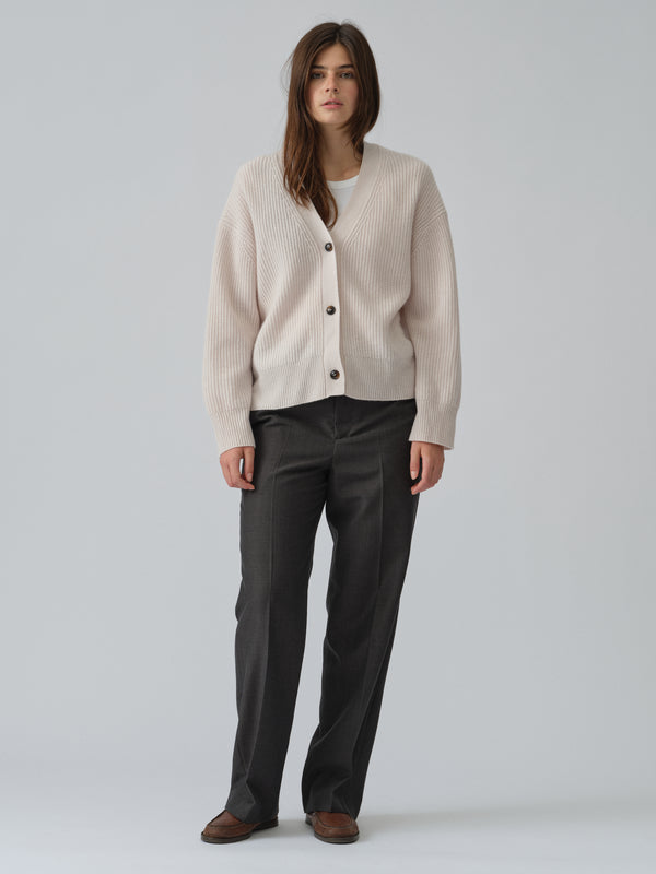 People's Republic Of Cashmere Premium Ribbed Cardigan - Off-White