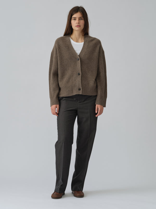 People's Republic Of Cashmere Premium Ribbed Cardigan - Truffle