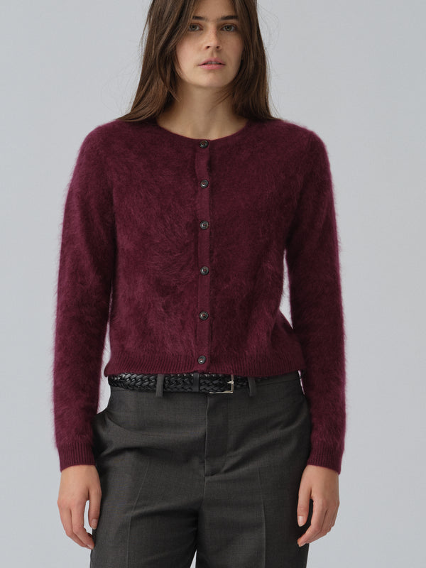 People's Republic Of Cashmere Women's Brushed O-Cardigan - Bordeaux