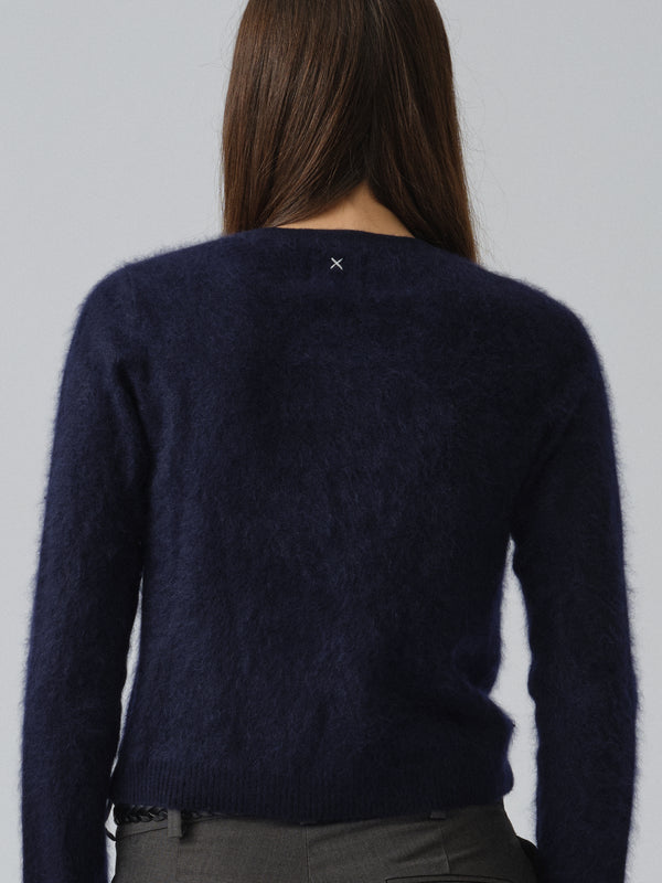 People's Republic Of Cashmere Women's Brushed O-Cardigan - Navy Blue