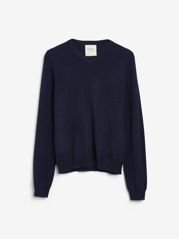 People's Republic Of Cashmere Women's Fitted 90's V-Neck - Navy Blue