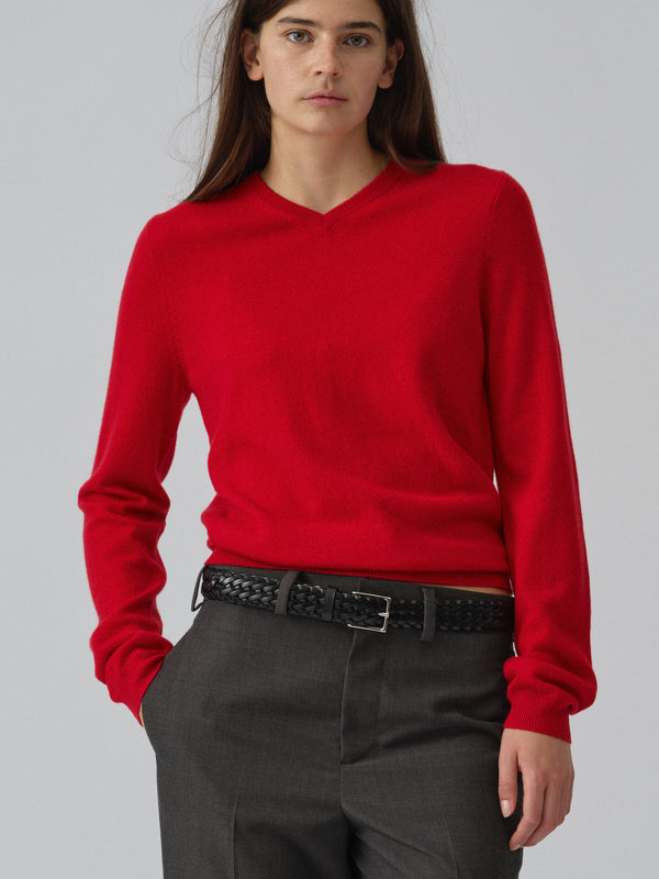 People's Republic Of Cashmere Women's Fitted 90's V-Neck - Red