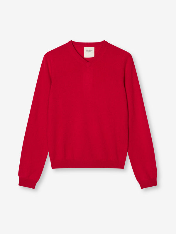 People's Republic Of Cashmere Women's Fitted 90's V-Neck - Red