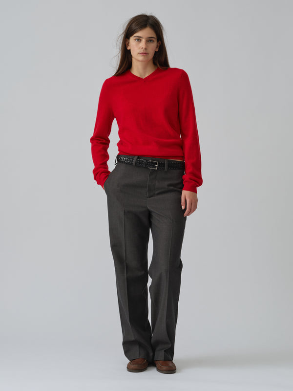 people's republic of cashmere Women's Fitted 90's V-Neck - Red