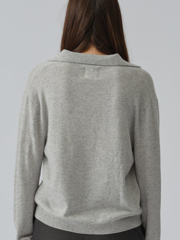 People's Republic Of Cashmere Women's Oversized Collar V-Neck - Ash Grey