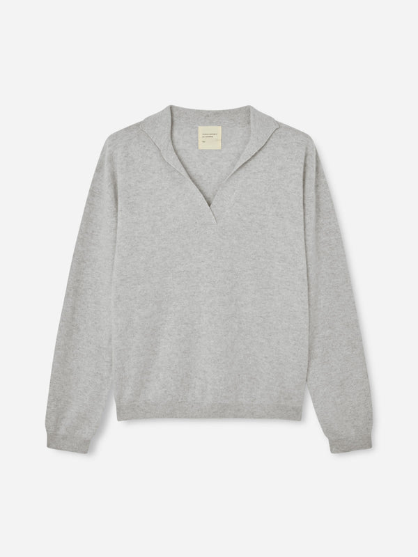 People's Republic Of Cashmere Women's Oversized Collar V-Neck - Ash Grey