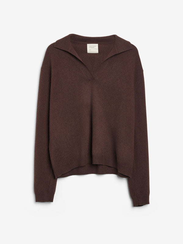 People's Republic Of Cashmere Women's Oversized Collar V-Neck - Dark Brown