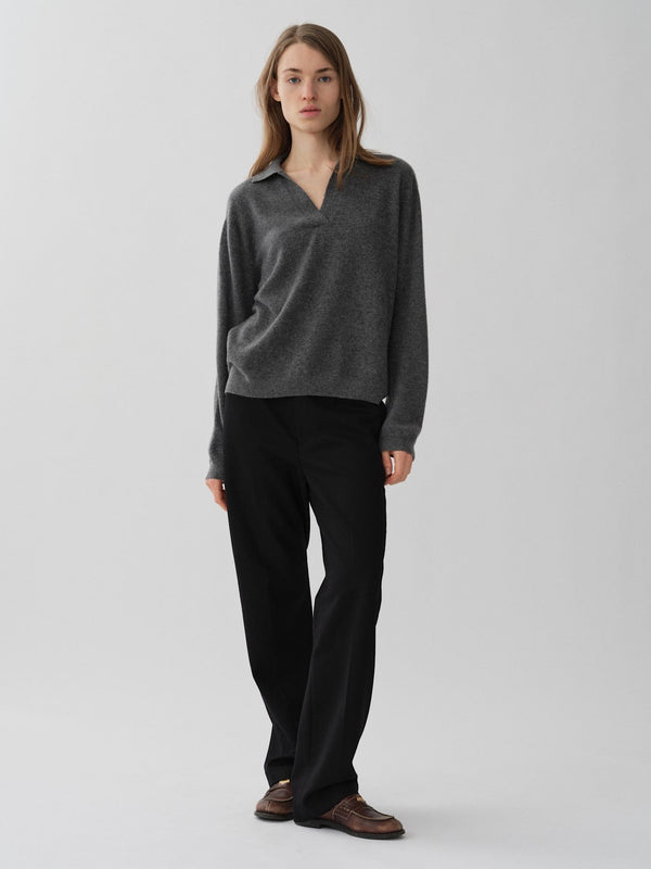 People's Republic Of Cashmere Women's Oversized Collar V-Neck - Heather Grey