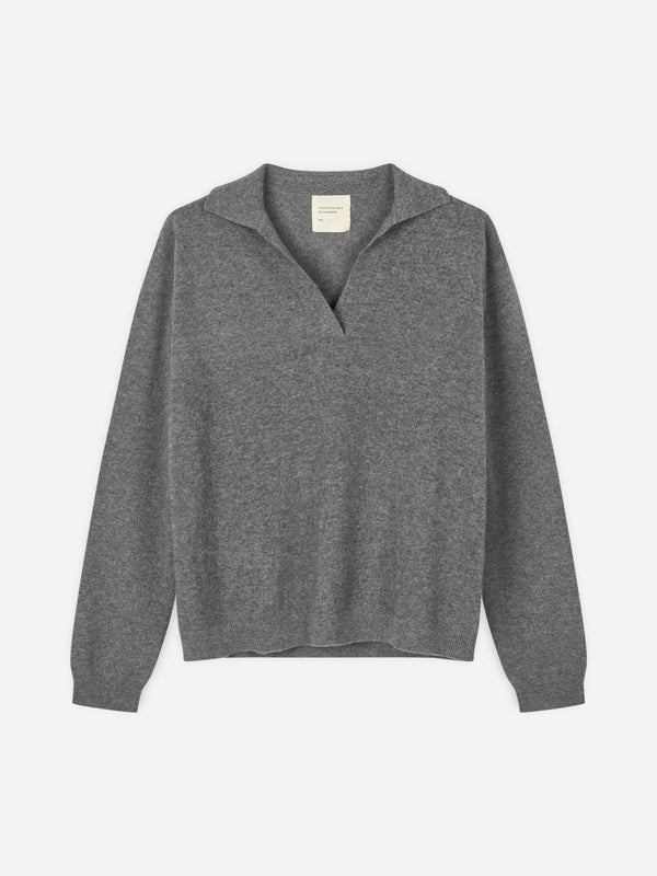 People's Republic Of Cashmere Women's Oversized Collar V-Neck - Heather Grey