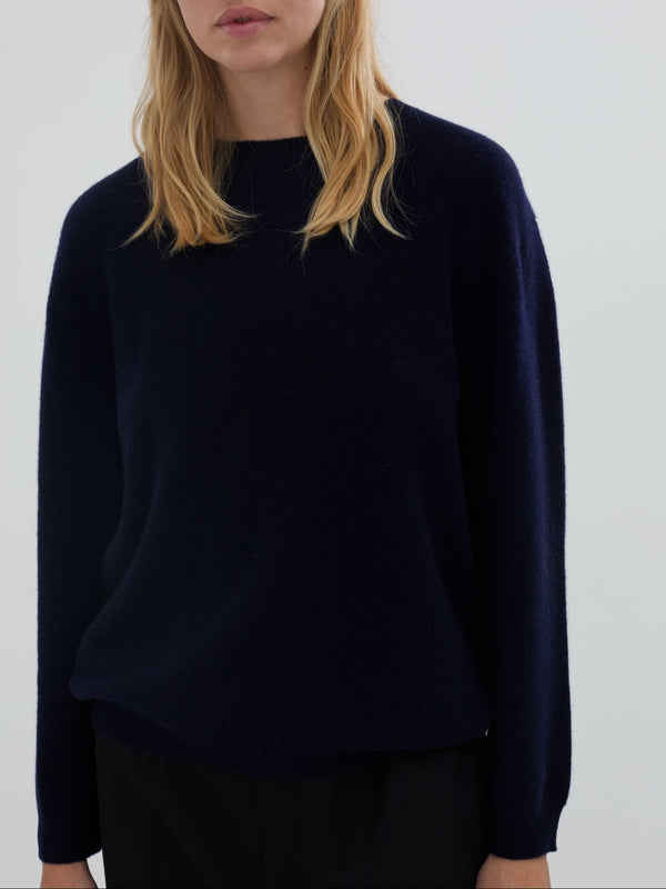 People's Republic Of Cashmere Women's Oversized Roundneck - Navy Blue