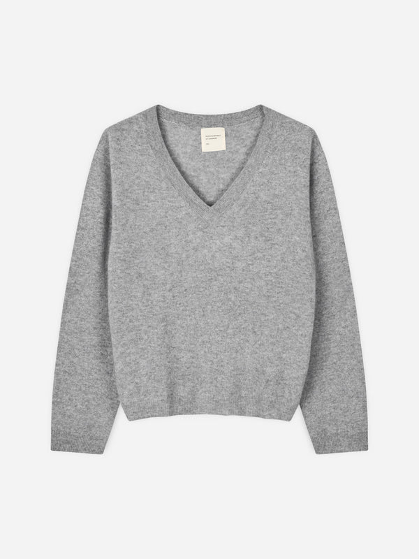 People's Republic Of Cashmere Women's Oversized V-Neck - Heather Grey Light