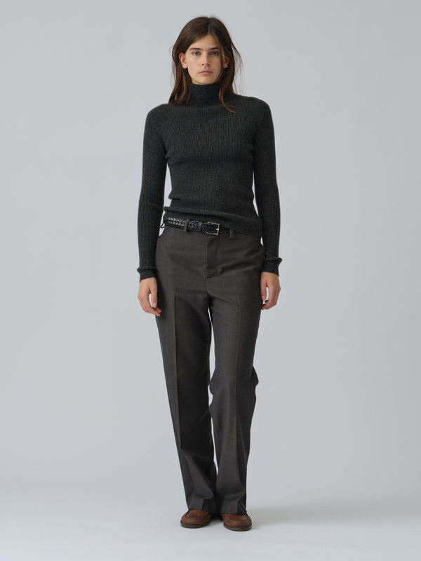People's Republic Of Cashmere Women's Ribbed Turtleneck - Dark Grey