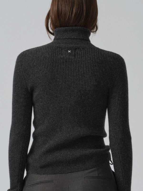 People's Republic Of Cashmere Women's Ribbed Turtleneck - Dark Grey
