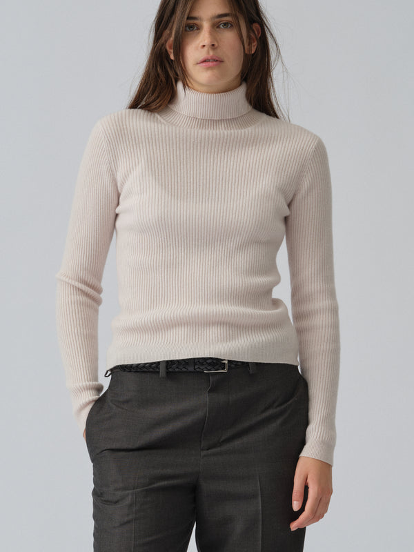 People's Republic Of Cashmere Women's Ribbed Turtleneck - Off-White