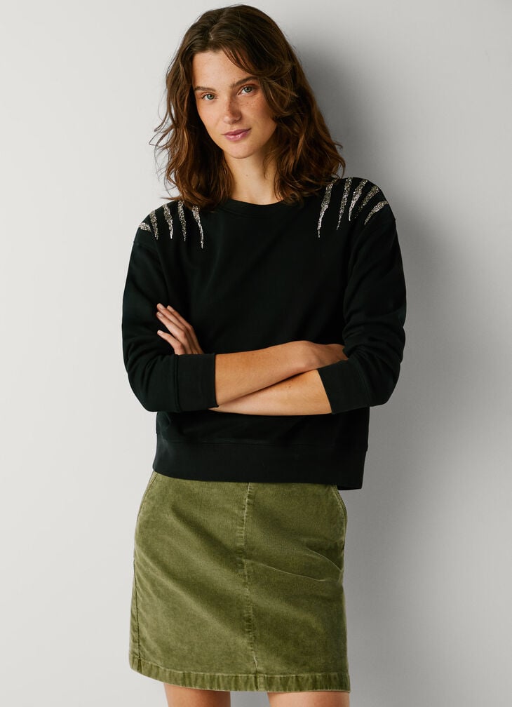 Pepe Jeans crew neck sweatshirt with crystal stud details