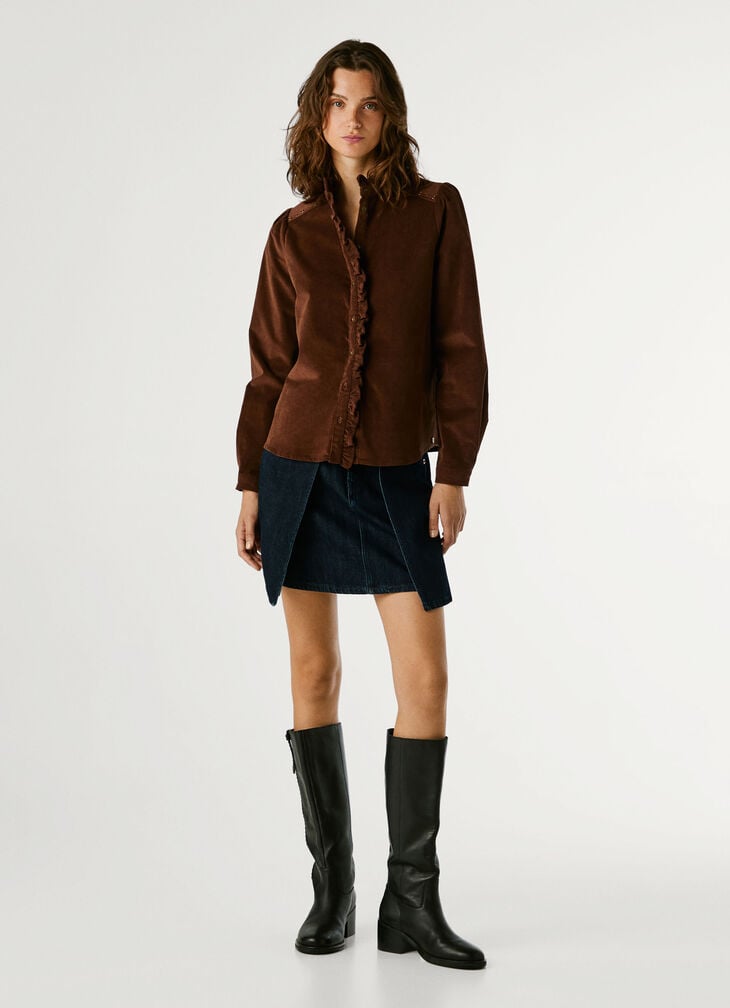 Pepe Jeans Corduroy Ruffle Blouse