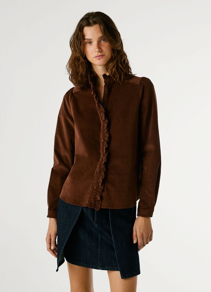 Pepe Jeans Corduroy Ruffle Blouse