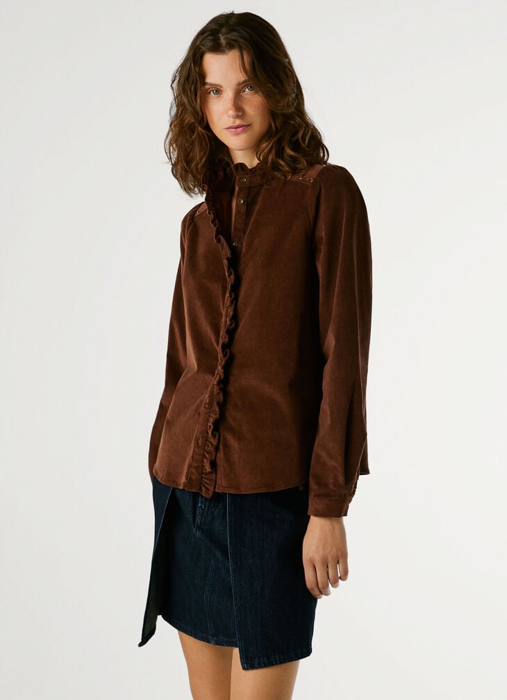 Pepe Jeans Corduroy Ruffle Blouse
