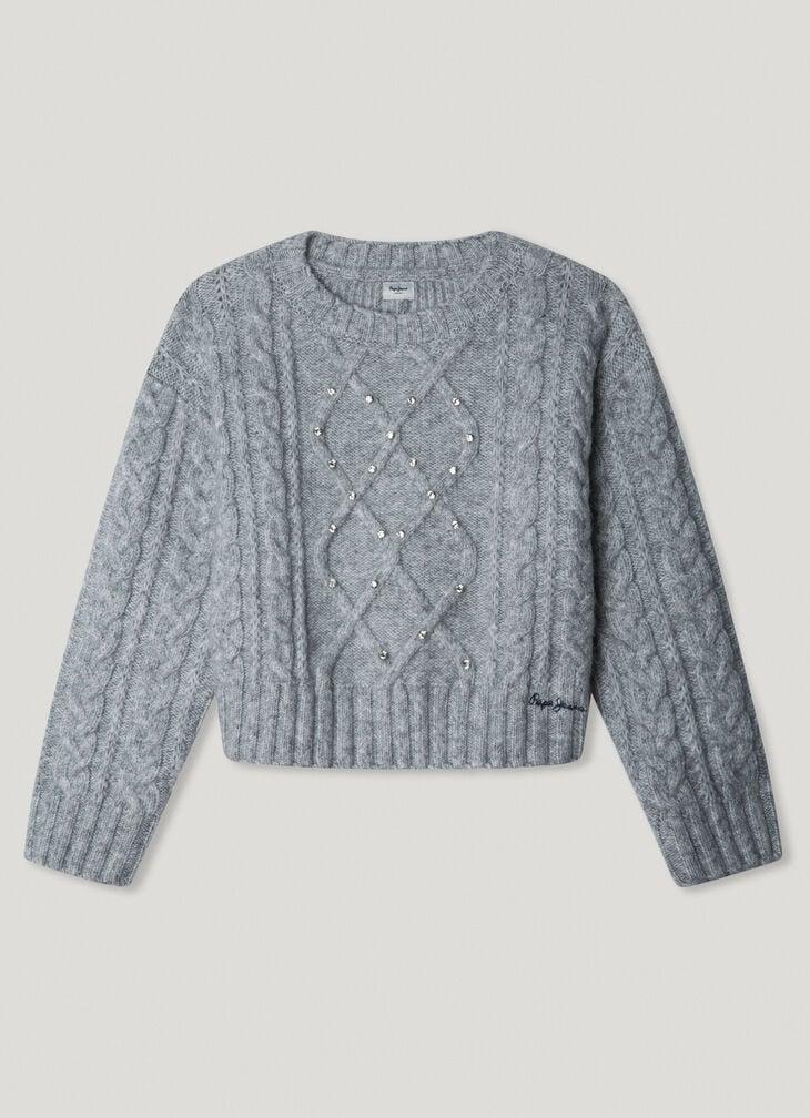 Pepe Jeans crew neck cable knit jumper