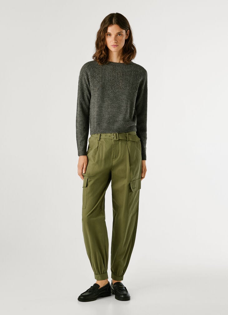 Pepe Jeans Crew Neck Pointelle Knit Jumper