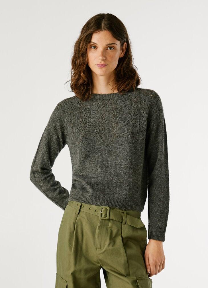 Pepe Jeans Crew Neck Pointelle Knit Jumper