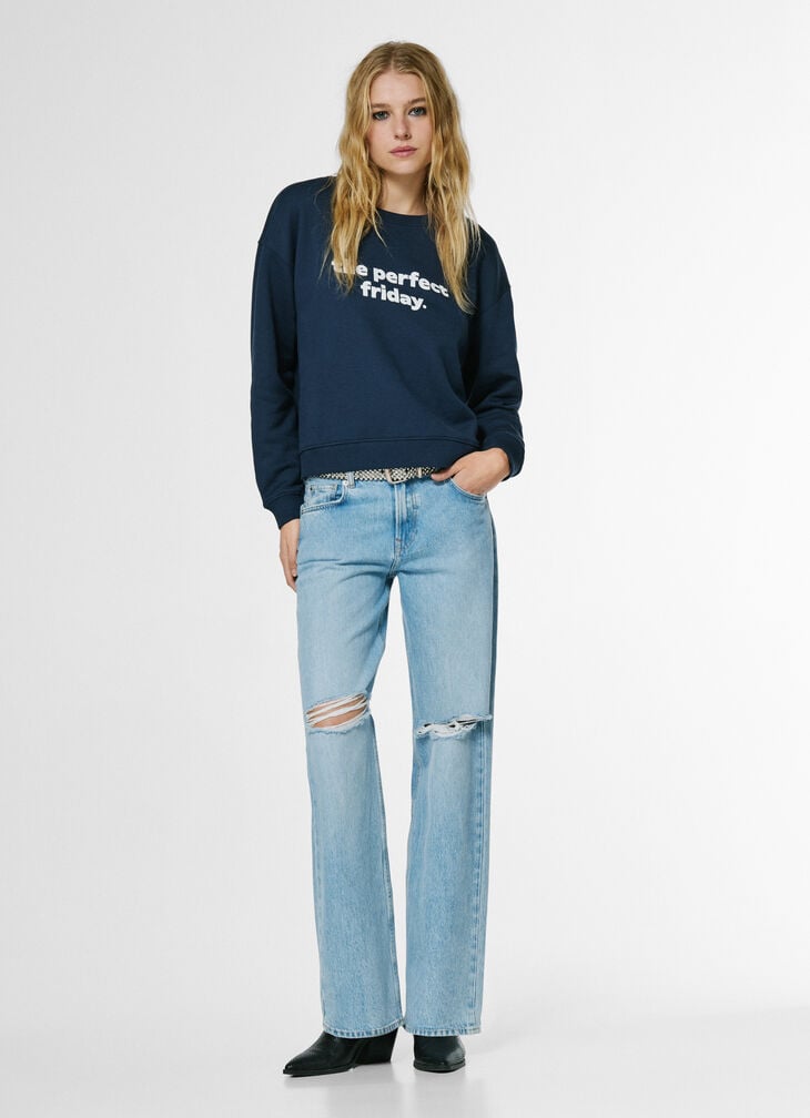 Pepe Jeans Crew Neck Sweatshirt With Printed Text