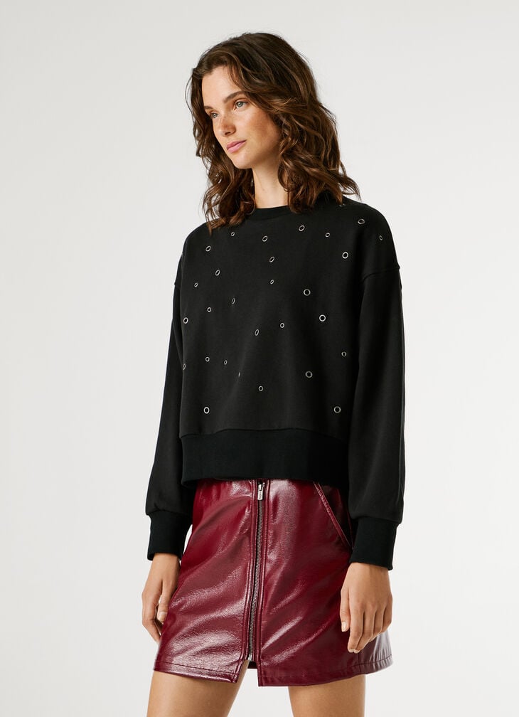 Pepe Jeans Crew Neck Sweatshirt With Studs