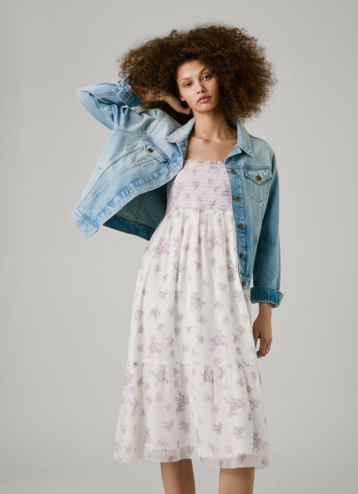 Pepe Jeans denim maxi skirt all-over floral print