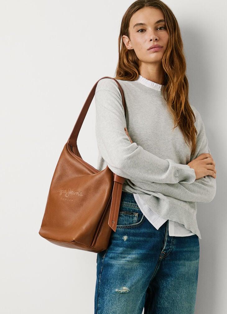 Pepe Jeans Faux Leather Bag With Logo