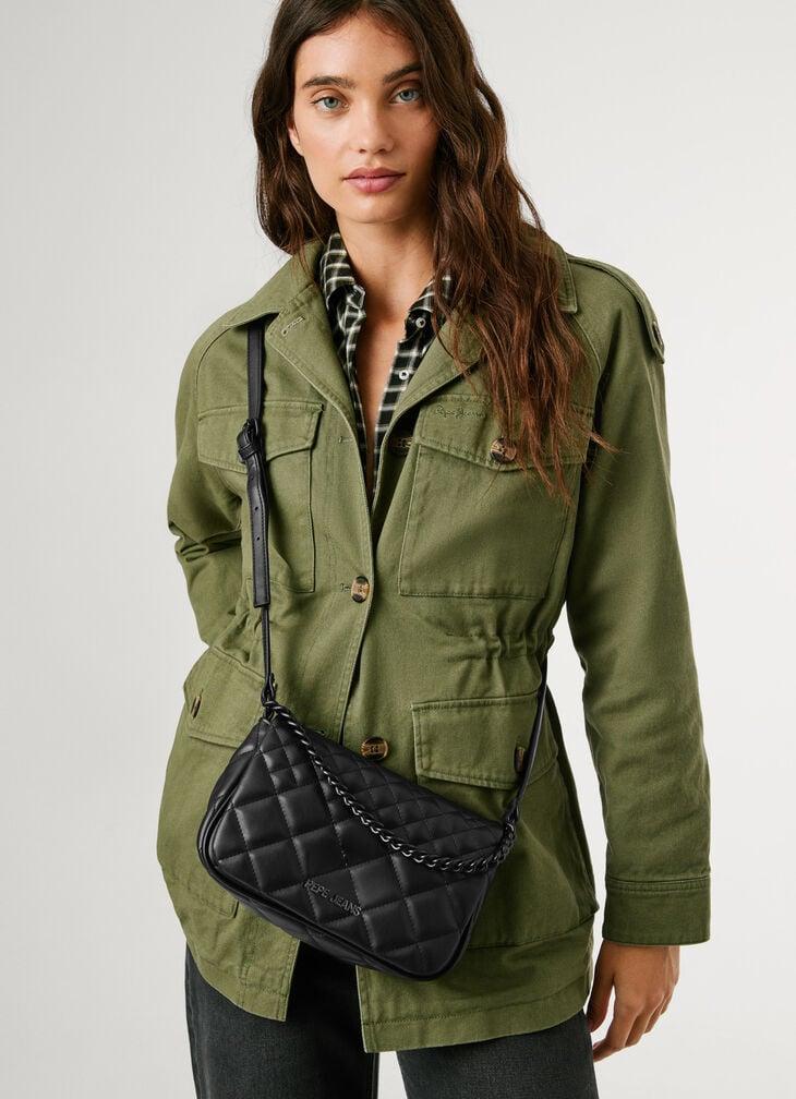 Pepe Jeans Faux Leather Shoulder Bag With Flap