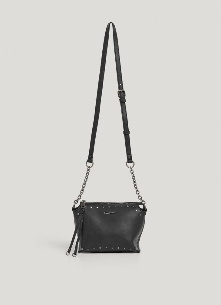 Pepe Jeans Faux Leather Shoulder Bag With Studs