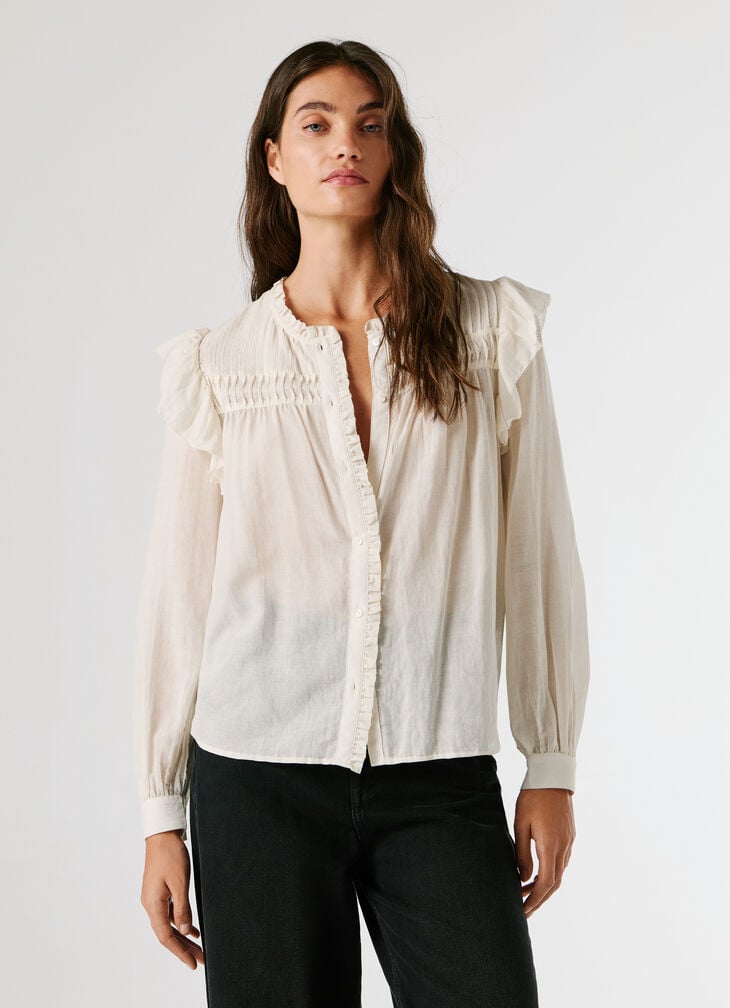 Pepe Jeans Fluid Blouse With Pleated Details
