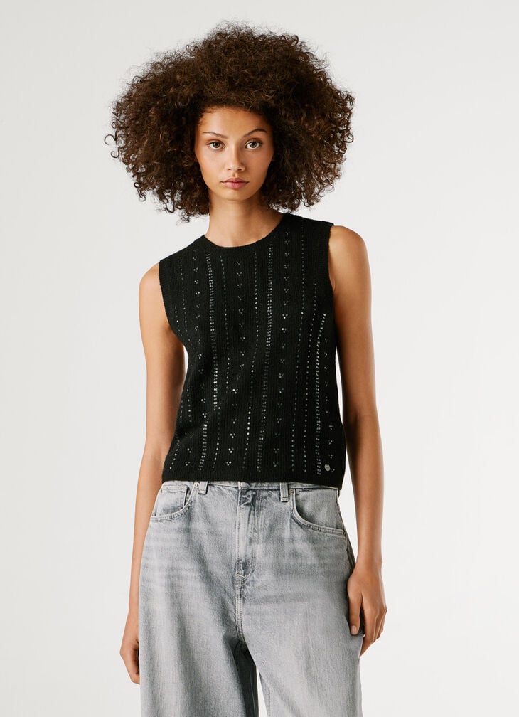 Pepe Jeans Knit Top With Sequins