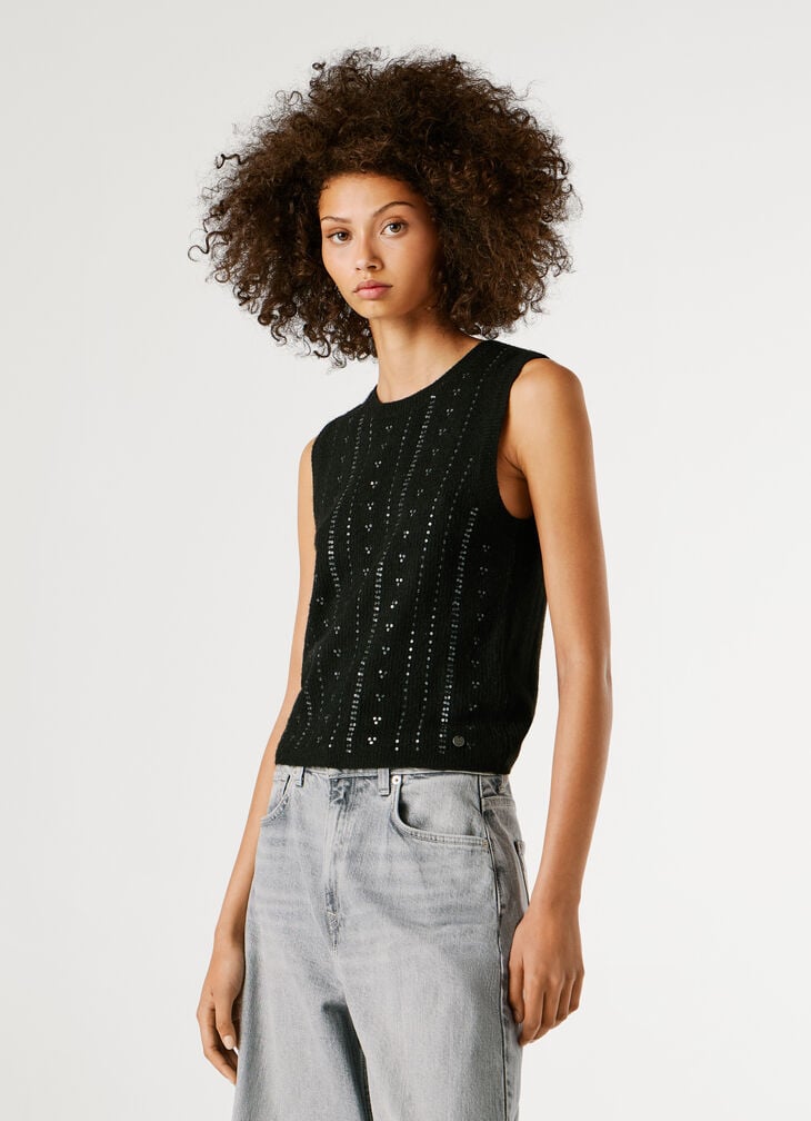Pepe Jeans Knit Top With Sequins