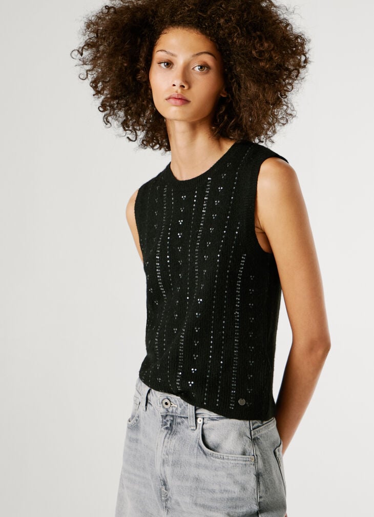Pepe Jeans knit top with sequins