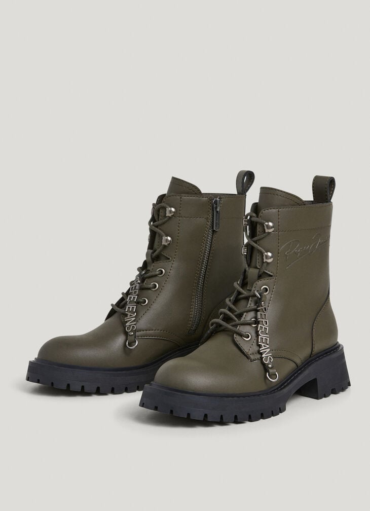 Pepe Jeans Lace-up Closure Leather Boots