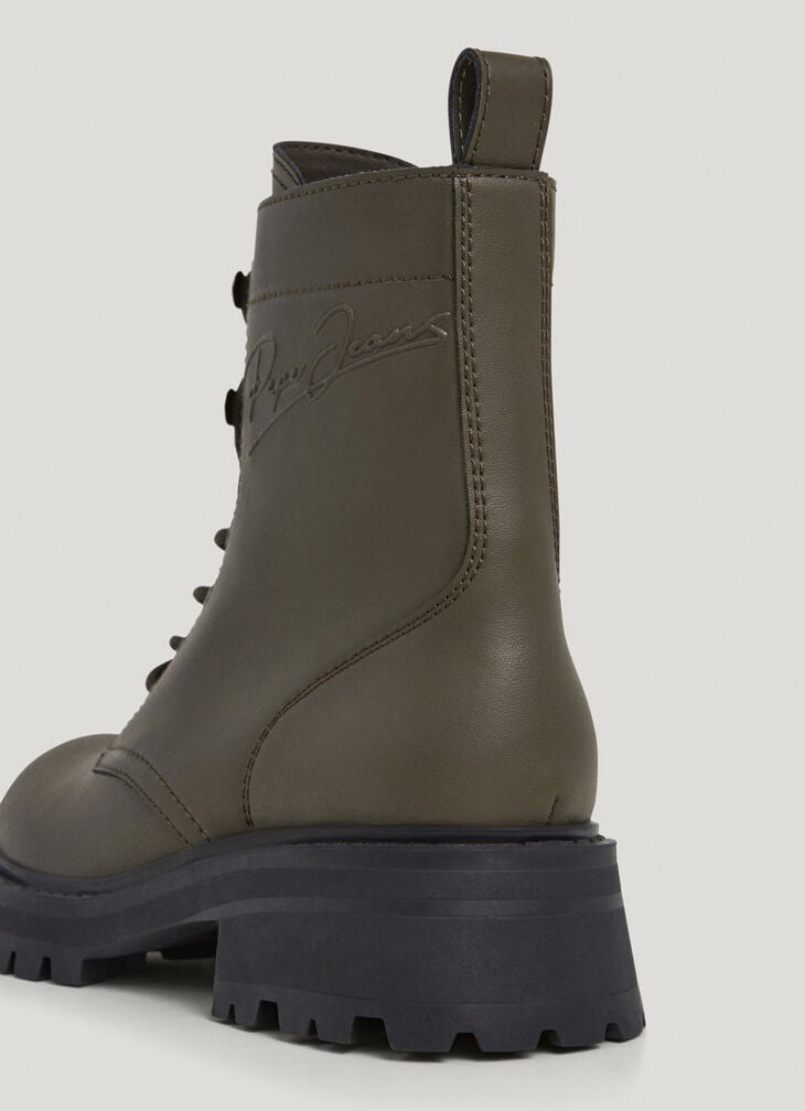 Pepe Jeans Lace-up Closure Leather Boots