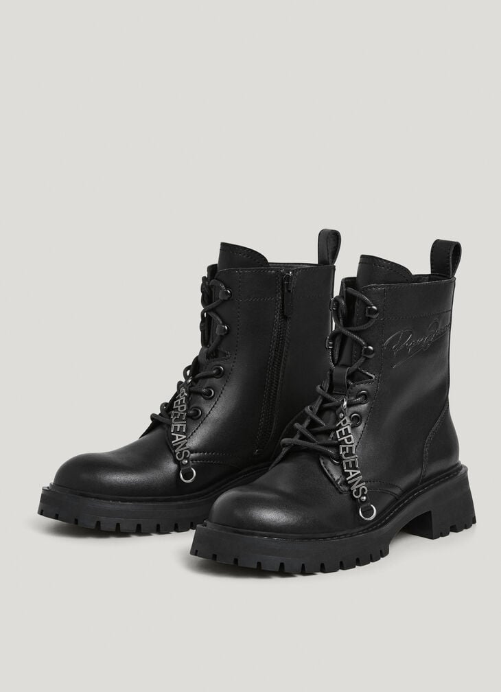 Pepe Jeans Lace-up Closure Leather Boots
