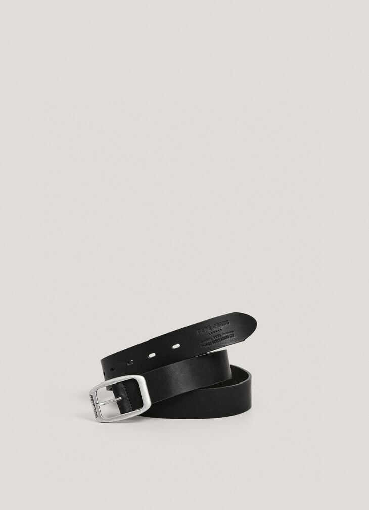 Pepe Jeans leather belt with rectangular buckle