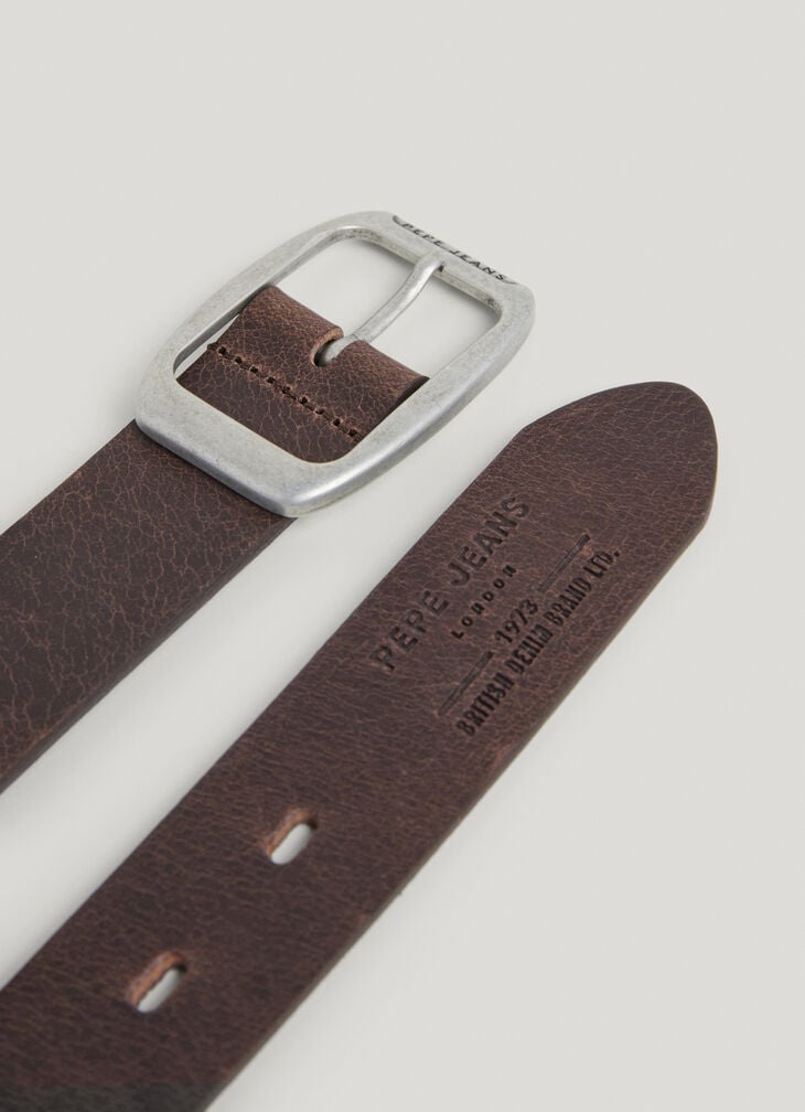 Pepe Jeans Leather Belt With Rectangular Buckle