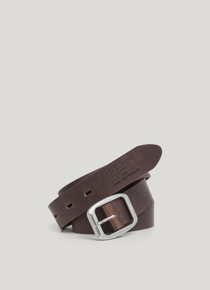 Pepe Jeans leather belt with rectangular buckle
