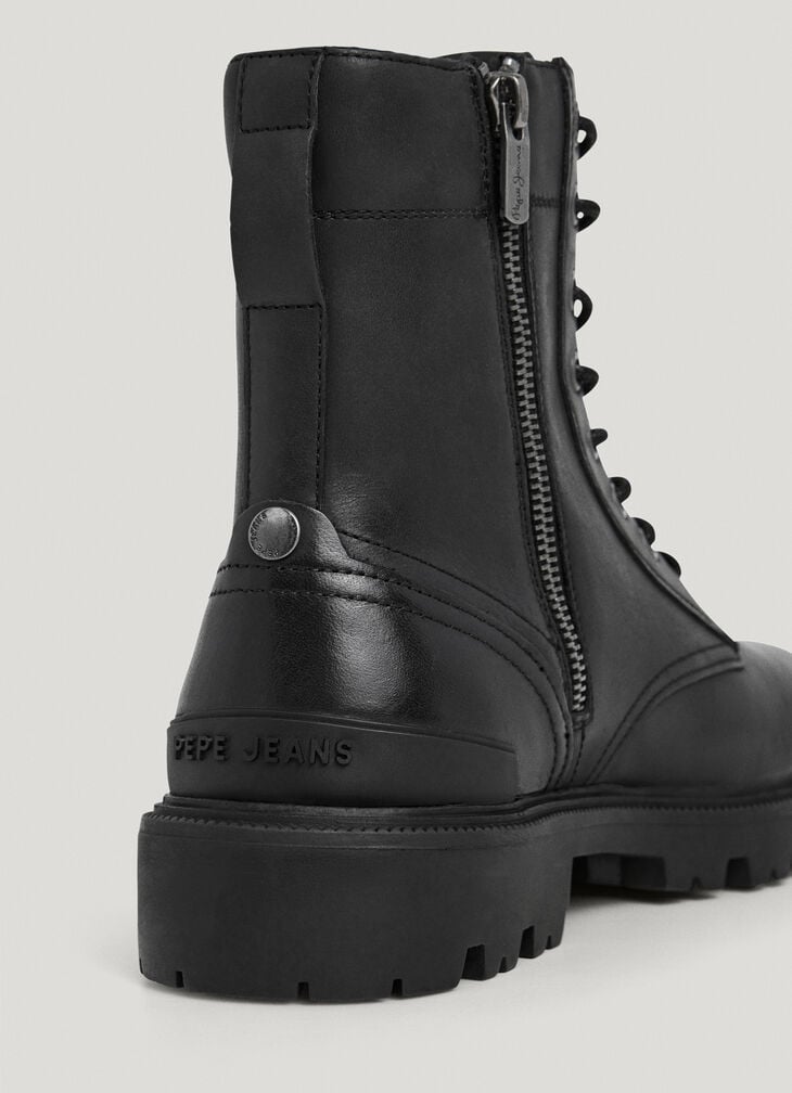 Pepe Jeans Leather Boots With Lace-up Closure