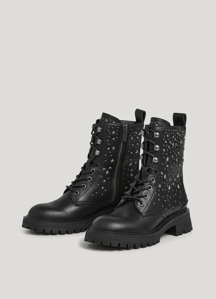 Pepe Jeans Leather Boots With Studs